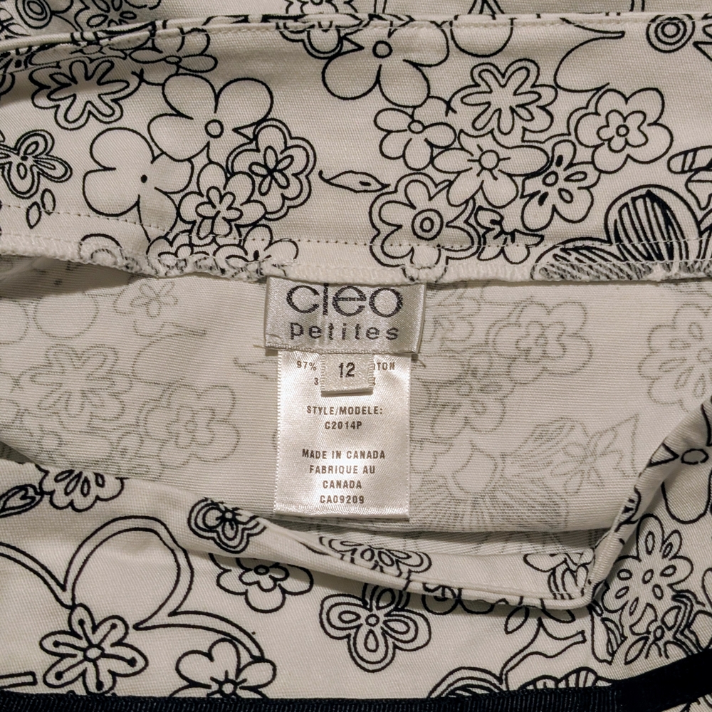 Cleo Black and White Floral Pencil Skirt, Size 12 Petites - Picture 4 of 5
